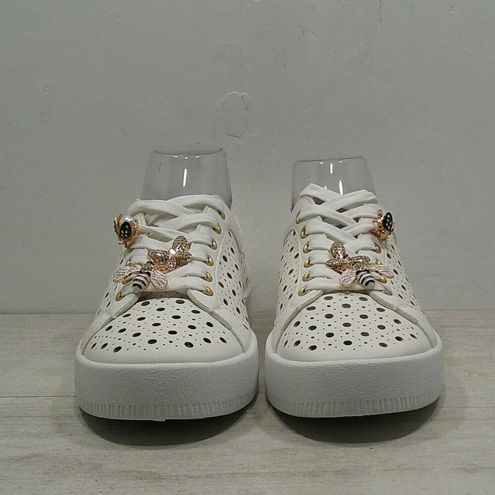 DV by Dolce Vita Jeweled Bee White Eyelet Lace up Sneakers Tennis Shoes - Picture 3 of 14